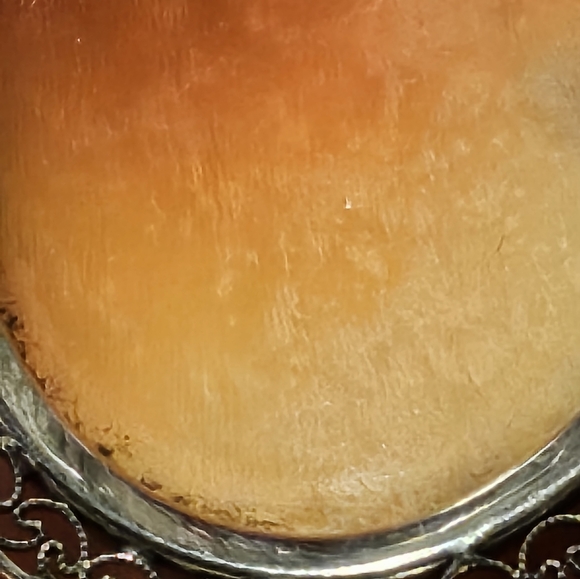 Vintage 1900s real Carnelian shell cameo, silver victorian 10k gold - Picture 8 of 9